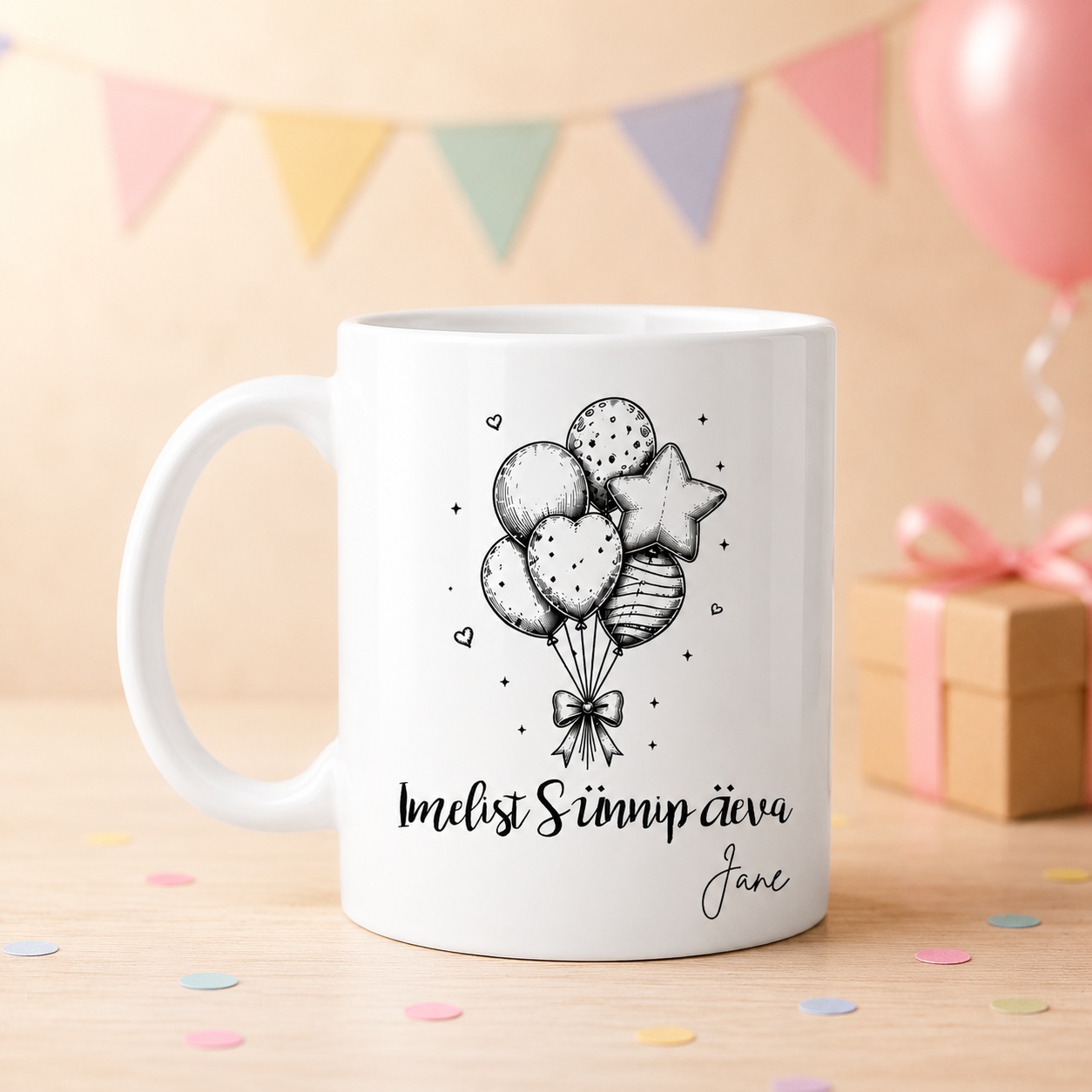 Birthday Retro seeria “Balloons of Joy” keraamiline kruus, 330 ml - Pilt 3